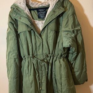 Torrid Olive Puffer Jacket with Faux Fur Lining